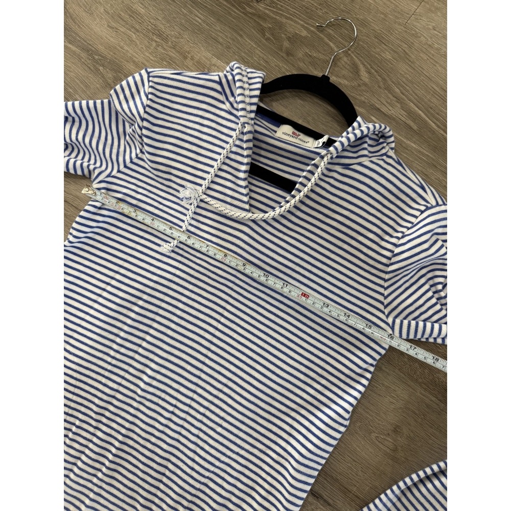 Vineyard Vines Women XXS Blue White Striped Hooded Tunic Dress Cotton Nautical - Picture 7 of 7